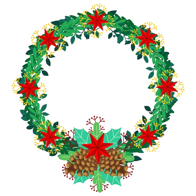 Christmas wreath in flat design