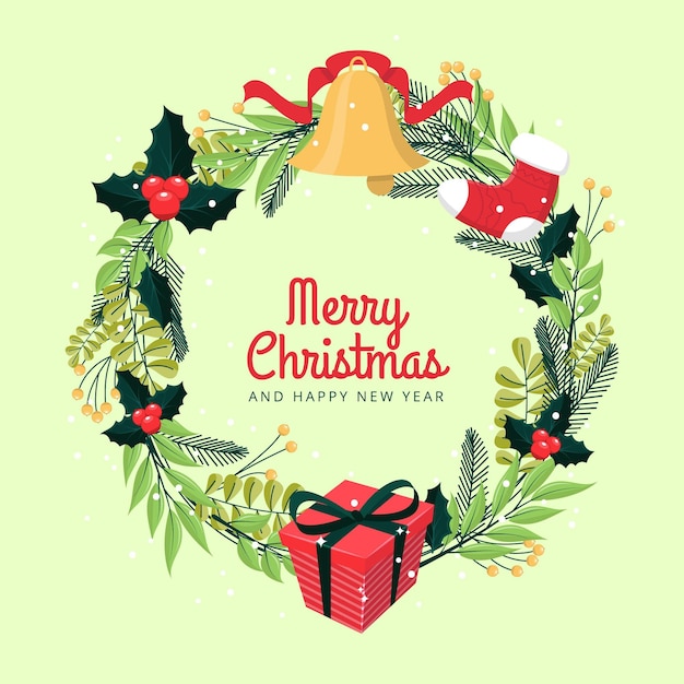 Christmas wreath in flat design