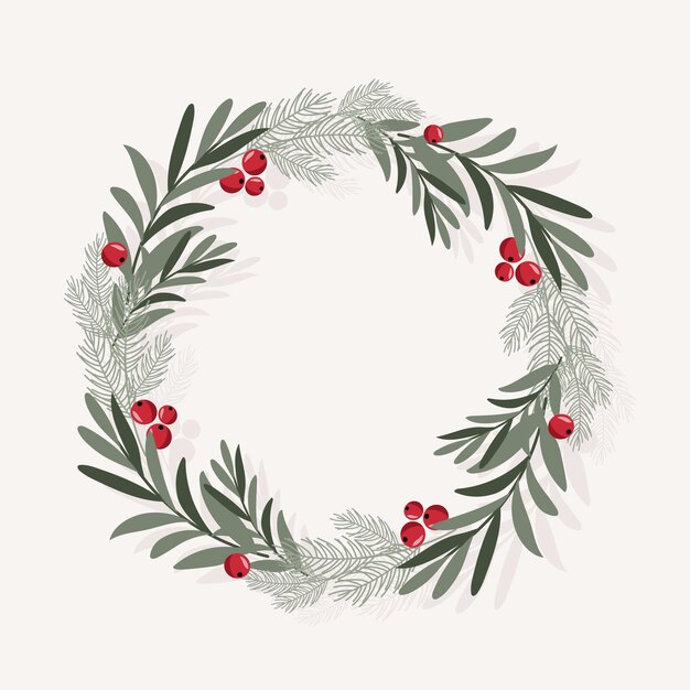 Christmas wreath in flat design