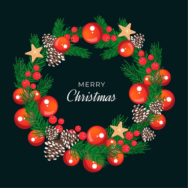 Christmas wreath in flat design