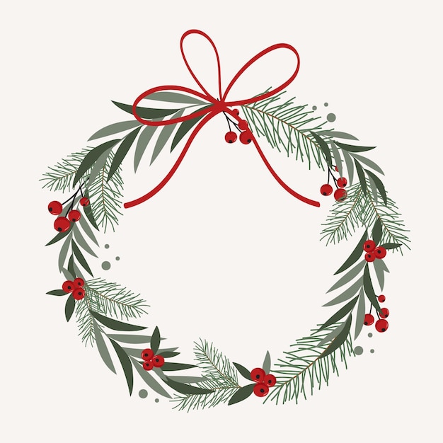 Christmas wreath in flat design