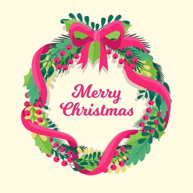 Christmas wreath in flat design