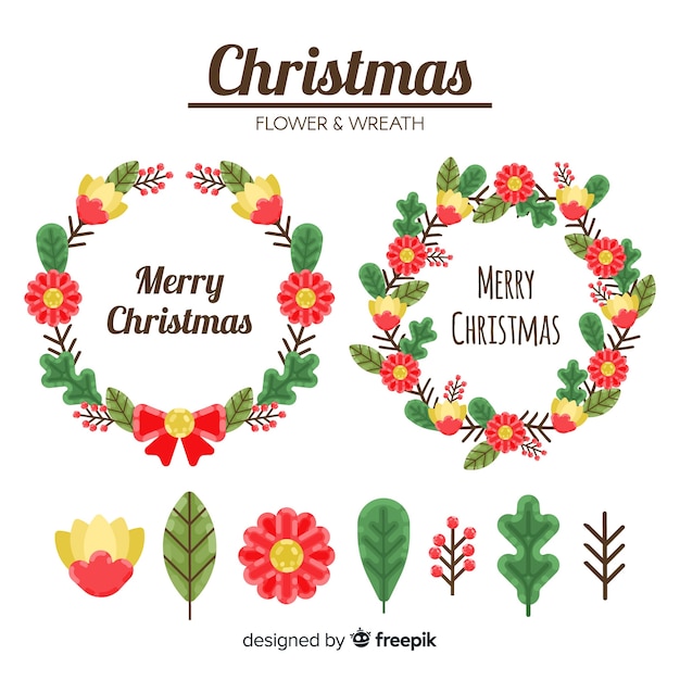 Christmas wreath and flower collection