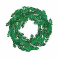 Free vector christmas wreath isolated on white illustration