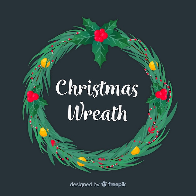 Christmas wreath with berries background