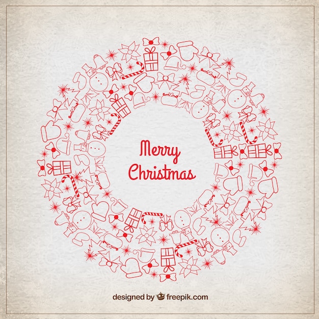 Free vector christmas wreath with red details