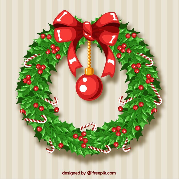 Christmas wreath with a red ribbon