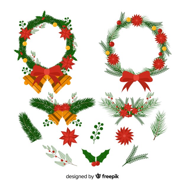 Christmas wreath with ribbons with jingle bells