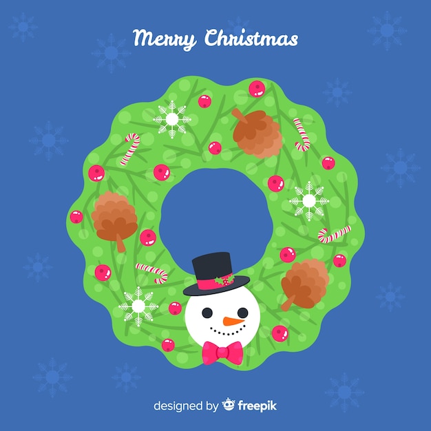 Christmas wreath with snowman