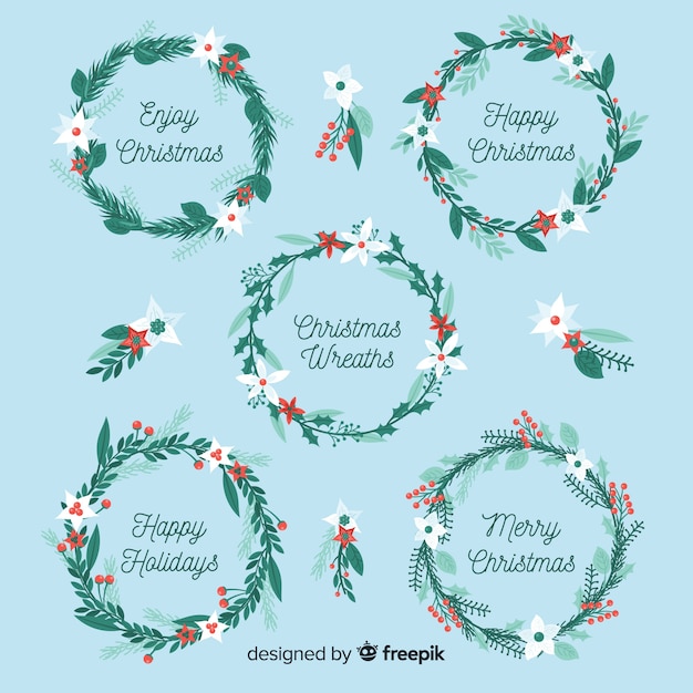 Бесплатное векторное изображение Коллекция рождественских венков