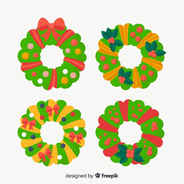 Бесплатное векторное изображение Коллекция рождественских венков