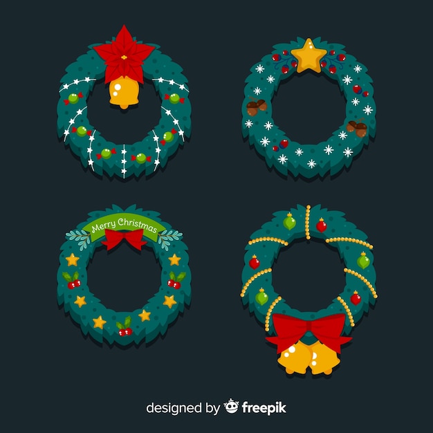 Free vector christmas wreaths set