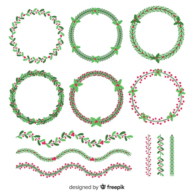 Christmas wreaths set