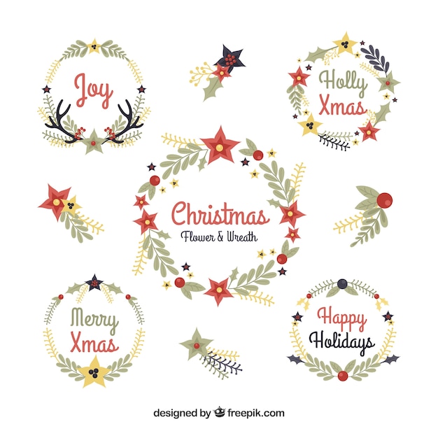 Free vector christmas wreaths with messages