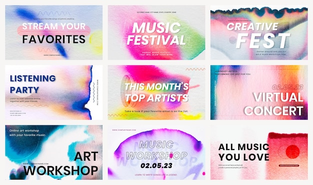 Chromatography colorful music template vector event ad banner set