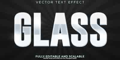 Free vector chrome glass text effect editable shiny and elegant text style