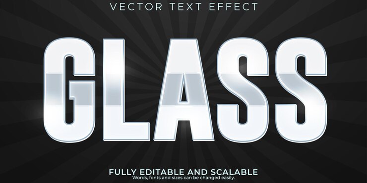 Free Vector chrome glass text effect editable shiny and elegant text style