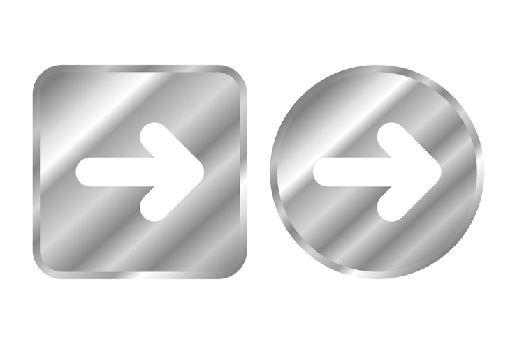 Free Vector chrome right arrows circle and square