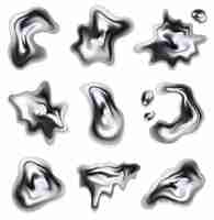 Free vector chrome shapes realistic set