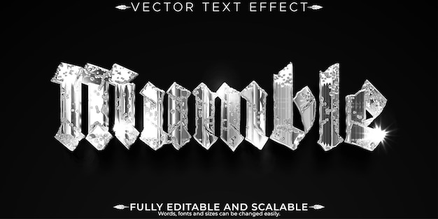 Free vector chrome text effect editable metallic and shiny text style