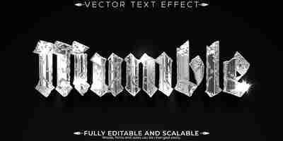 Free vector chrome text effect editable metallic and shiny text style