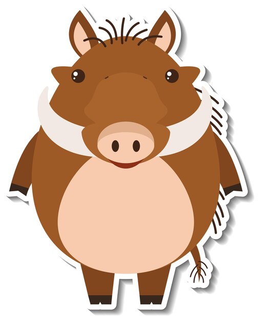Chubby boar animal cartoon sticker