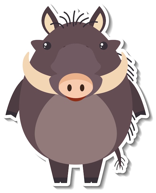 Chubby boar animal cartoon sticker