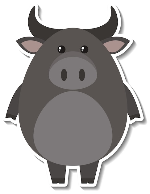 Free vector chubby buffalo animal cartoon sticker