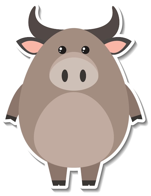Vettore gratuito adesivo cartone animato animale bufalo paffuto