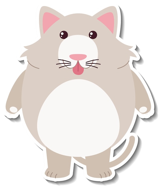 Chubby cat animal cartoon sticker