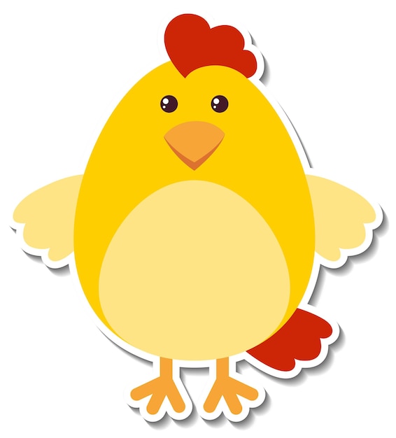 Free vector chubby chicken animal crtoon sticker