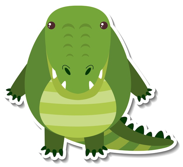 Free vector chubby crocodile animal cartoon sticker