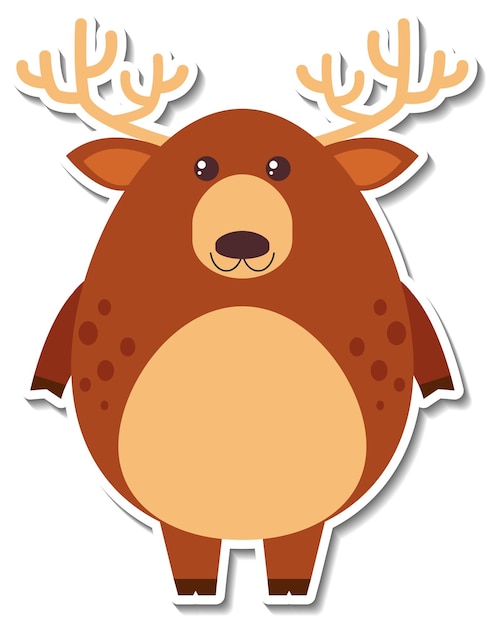 Free vector chubby deer animal cartoon sticker