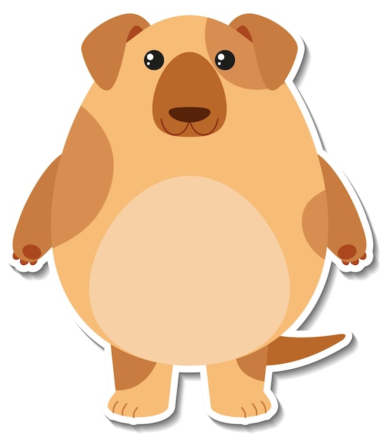 Vettore gratuito adesivo cartone animato cane paffuto