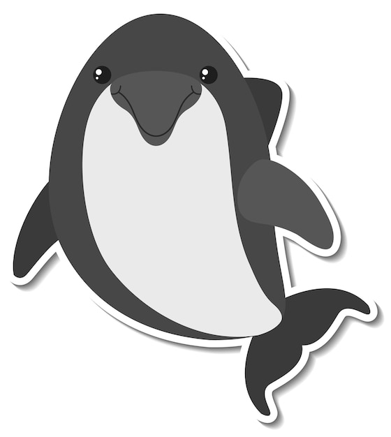 통통한 돌고래 바다 동물 만화 스티커