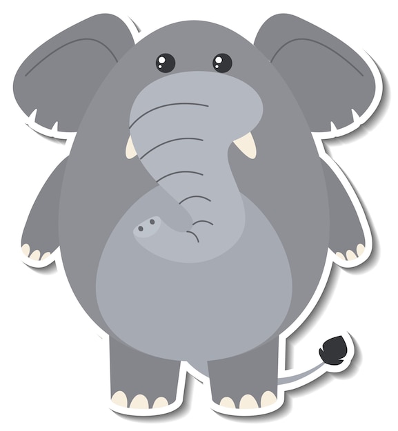 Free vector chubby elephant animal cartoon sticker