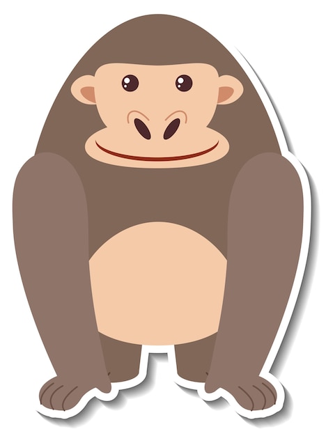 Free vector chubby gorilla animal cartoon sticker