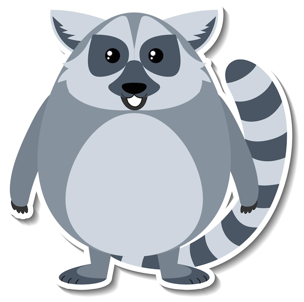 Free vector chubby lemur animal cartoon sticker