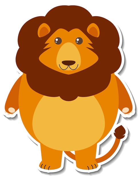 Free vector chubby lion animal cartoon sticker