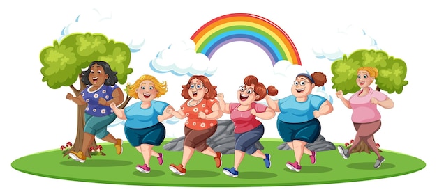Free vector chubby to overweight women running at park
