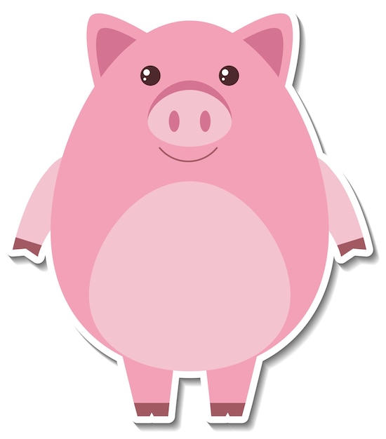 Free vector chubby pig farm animal cartoon sticker