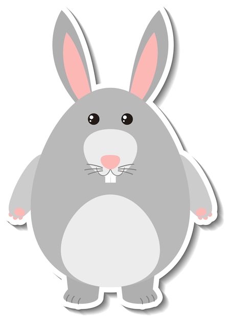 무료 벡터 통통한 토끼 동물 만화 스티커