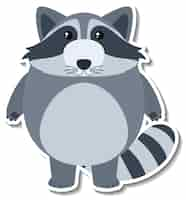 Free vector chubby raccoon animal cartoon sticker