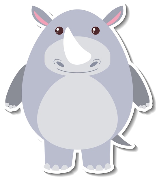 Chubby rhinoceros animal cartoon sticker