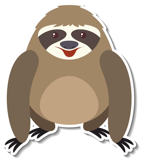 Vettore gratuito adesivo cartone animato animale bradipo paffuto