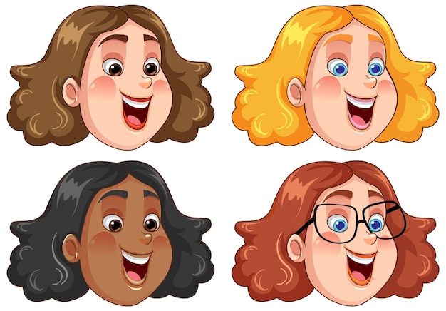 Free vector chubby woman face cartoon character