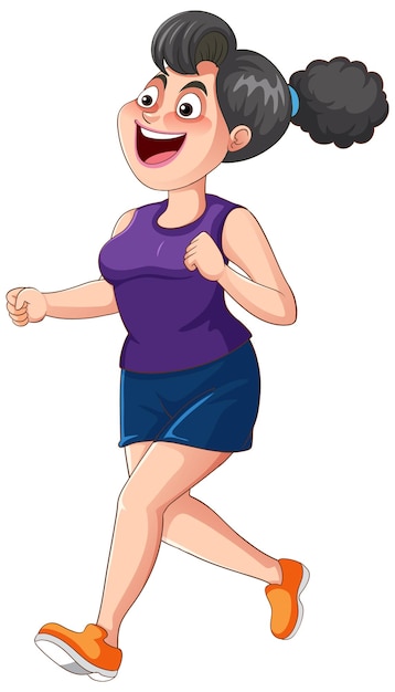 Free vector chubby woman running exercise