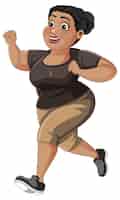 Free vector chubby woman running pose cartoon character