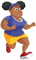 Free vector chubby woman running pose cartoon character