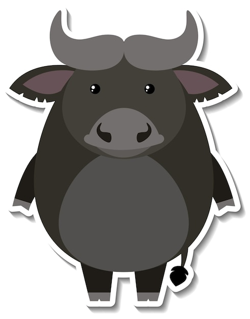 Vettore gratuito adesivo cartone animato animale yak paffuto